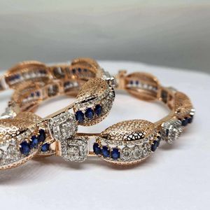 Brazalete de Lujo en Oro Rosa de 14K con Diamante Cultivado en Laboratorio de 10.80Ct y Piedra Azul, Certificado GH SI IGI, Joyería Fina al por Mayor OEM para Uso Diario - Product Image 5