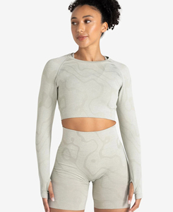 Conjunto Deportivo de Yoga sin Costuras para Mujer, de Primera Calidad, Tejido Transpirable, 2 Piezas, Color Sólido, Cintura Elástica, Poliéster/Algodón - Product Image 2