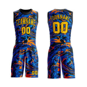 Ensemble de maillots de basket-ball personnalisés sublimés 100% polyester, respirant, camouflage, tenue d'entraînement sportive pour équipe, personnalisable - Product Image 1