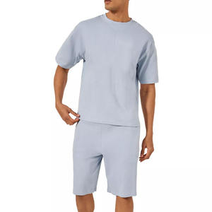 Ensemble décontracté deux pièces personnalisé pour l'entraînement, t-shirt et short unisexe, vêtements d'été, ensemble vierge deux pièces t-shirt et short - Product Image 1