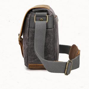 Sac à bandoulière professionnel pour appareil photo reflex numérique en cuir et toile durable avec fermeture éclair, étanche et antichoc LCCB-0006 - Product Image 6