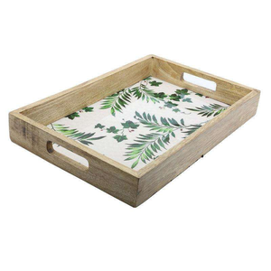Luxury MDF Custom Hotel Acrylic Serving <b>Table</b> Food Tray rectangle Brown Wood Tray MDF Wooden Serving Tray Bead Decorative - Product Image 2