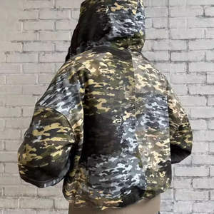 Sweat à capuche d'hiver pour homme de qualité supérieure, en coton French Terry camouflage, coupe-vent, 500g, délavé à l'acide, logo imprimé en sérigraphie - Product Image 2