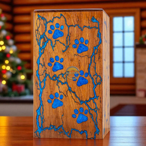 Handcrafted cild leg print urn & Natural Wood Cremation Urn Blue Epoxy Ashes Box Artistic Funeral Memorial Keepsake by AYAANS - Product Image 3