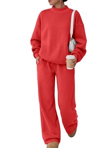 Customizable <b>Women</b> 100% Cotton Fleece Winter Autumn Anti-shrink <b>Sweatsuits</b> Matching Two Piece Lounge Set Embroidered Logo - Product Image 1