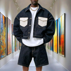 ชุดสูทยีนส์แบบกระดุม ระบายอากาศได้ดี สไตล์สตรีทแวร์ สองชิ้น กางเกงทรงตรง แจ็คเก็ตผ้าดิบญี่ปุ่น ผลิตตามสั่ง - Product Image 3