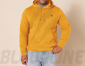 Sweat-shirt à capuche unisexe Bloodline, jaune, hiver, fermeture éclair, coupe classique, couleur unie, décontracté, poche avant, respirant, en polaire - Product Image 5