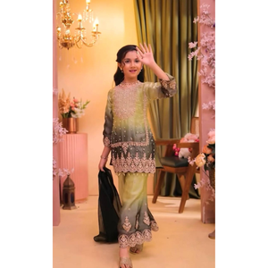 Ensemble ethnique Palazzo pour filles, Salwar Kameez brodé en Georgette pour enfants, tenue de fête de mariage, vêtements de cérémonie pour enfants, tailles 3-15 ans - Product Image 4