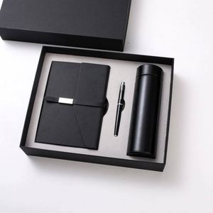 Promo Grossiste : Coffret Cadeau Luxe A5 en Cuir PU Noir Personnalisable avec Carnet, Stylo et Bouteille Thermos - Product Image 1