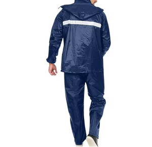 Combinaison de pluie imperméable bleu marine pour homme, veste et pantalon à manches longues avec bandes réfléchissantes, toutes saisons, pour adulte - Product Image 4