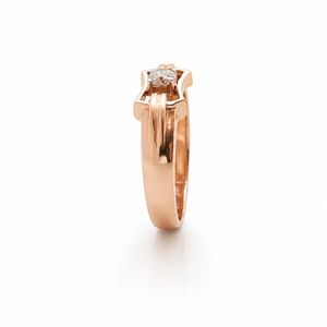 18K Gold Round Cut Diamond Solitaire <b>Ring</b> <b>for</b> <b>Men</b> Modern Geometric Band Two Tone Design Polished Finish Wedding Party - Product Image 3