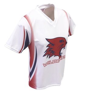 Camiseta Deportiva de Voleibol de Poliéster con Cuello en V, Blanca y Roja, Sublimada, de Secado Rápido, Personalizable, para Equipos, de Alto Rendimiento - Product Image 4