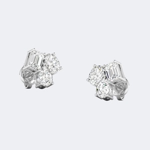 Boucles d'oreilles en diamant cultivé en laboratoire 0,90 CTW, taille brillant multi-formes, pour femmes, or 9K 14K 18K, luxe, couleur E F, VS VVS, bijoux fins - Product Image 3