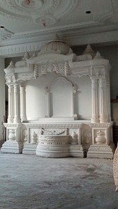 Jarrón de suelo móvil con incrustaciones de mármol blanco y patrón geométrico moderno para el templo Mandir y la Pooja en el hogar - Product Image 6