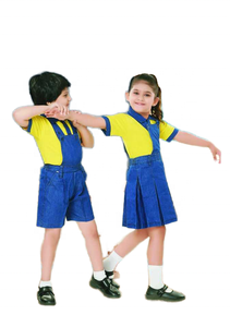 Ropa de estudiante de primaria Conjunto de vestido de uniforme escolar para niños y niñas Camisetas de manga corta con falda con tirantes Pantalones cortos - Product Image 3