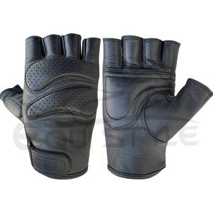 Guantes de Conducción Personalizados de Medio Dedo, Guantes de Motocicleta de Cuero con Doble Acolchado, Proveedor OEM, Guantes de Protección para Motociclistas al por Mayor - Product Image 1
