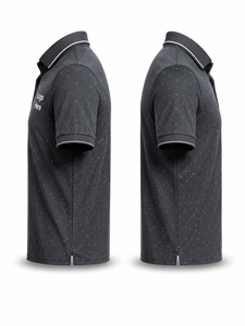 Chemise à manches courtes pour homme, gris foncé uni, brodée, en polyester/coton tricoté, respirante, style décontracté, logo personnalisé sur le devant - Product Image 4