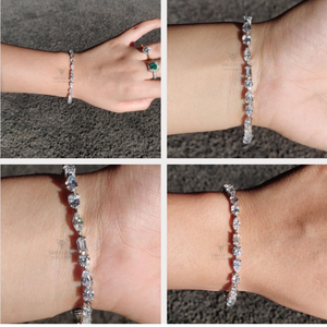 Bracelet Tennis en Or Massif 18K avec Diamants de Laboratoire Mixtes (Émeraude, Poire, Rond, Marquise, DEF, VVS, VS) de 6,5 pouces - Product Image 5