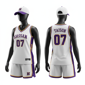 Uniforme de basket-ball pour femmes, maille respirante en polyester GSM, bleu marine, orange, panneau latéral blanc, logo personnalisé en twill, uniforme de basket-ball - Product Image 2