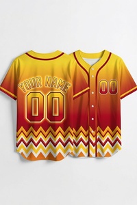 Maillot de baseball personnalisé dégradé bleu rose à motif chevron, nom et numéro personnalisés, uniforme d'équipe entièrement boutonné, vente en gros OEM - Product Image 5