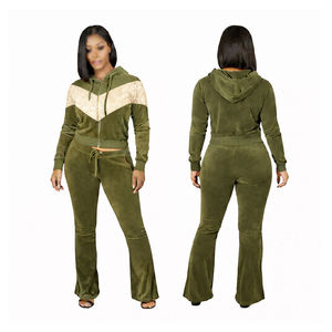 Hot Sale Custom Valour Tracksuit Women's Streetwear Daily Wear Regular Fit Winter <b>2</b> <b>Piece</b> Long <b>Set</b> Breathable Plaid Velvet - Product Image 4