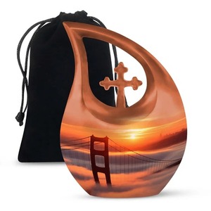 Cruz de aluminio Gota de lágrima Hermosa mariposa Cremación Urna para adultos para cenizas humanas Recuerdo Urna funeraria con bolsa de terciopelo gratis - Product Image 4