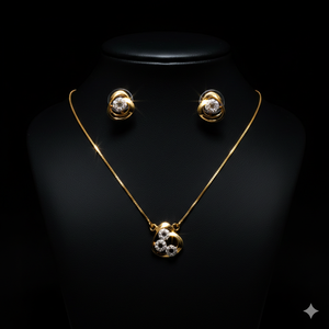 Conjunto de Collar y Pendientes de Oro Amarillo de 22K con Sello BIS - Joyería de Diamantes con Mariposa Hecha a Mano AU916 - Product Image 2