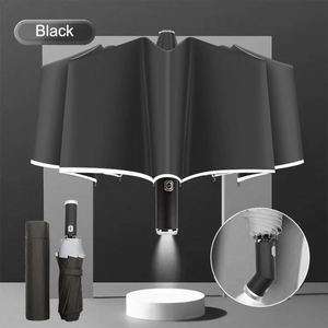 Travel <b>Windproof</b> Uv Lamp Torch Flashlight Led Open Auto Close 3 Folding Foldable Mini <b>Umbrella</b> With Light - Product Image 1