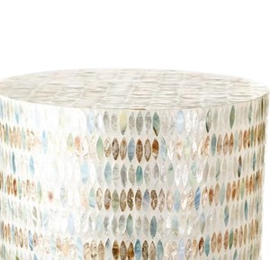 Tabourets cylindriques en mosaïque multicolore, nacre, faits à la main, petite table d'appoint décorative pour salon et chambre - Product Image 4