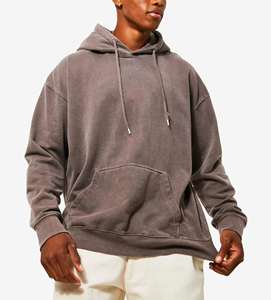 Sudadera con Capucha Unisex, Lavado Ácido, Bordada, 100% Algodón, Ligera, Ecológica, Transpirable, con Logotipo Personalizado en la Parte Delantera, para Otoño - Product Image 1