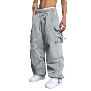 Pantalon cargo ample et confortable pour homme, style voyage, léger, idéal pour les longs trajets et l'été. - Product Image 1
