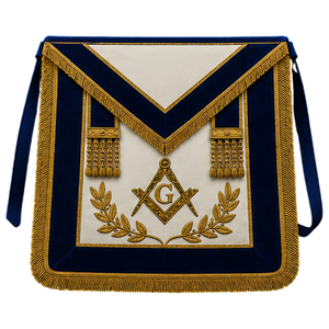 Blue Velvet Masonic Apron Badge <b>Sew</b>-On Embroidered 3D Fringe Safety <b>Pin</b> Custom Color - Product Image 1