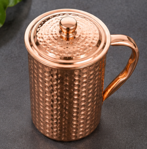 Carafe en cuivre martelé avec couvercle, design vintage, grande capacité, vaisselle pour la maison, écologique, carafe à eau ayurvédique - Product Image 1