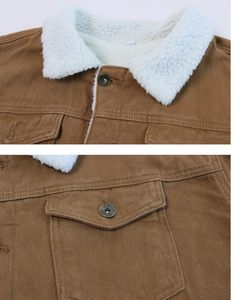 Men's Lapel Sherpa <b>Fleece</b> <b>Lined</b> Thicken Denim Jean Trucker <b>Jacket</b> Coats - Product Image 6