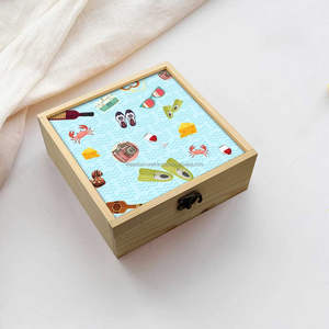 Caja de almacenamiento de joyería con diseño de esmalte de madera de mango cuadrado hecho a mano de calidad superior técnica pulida directa de la India - Product Image 2