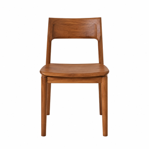 Chaise de salle à manger scandinave moderne en teck massif, écologique, imperméable, avec dossier sculpté, pour la maison, le bureau et la villa - Product Image 1