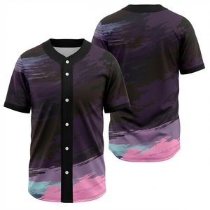 Custom Sublimation Baseball Jersey Breathable <b>Polyester</b> Team Uniform Short Sleeve Button Front Sports <b>Shirt</b> - Product Image 4