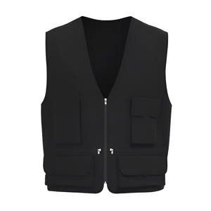 Gilet multi-poches léger et respirant en maille nylon et toile de coton avec fermetures éclair pour voyage, pêche, travail, photographie et transport de marchandises - Product Image 1