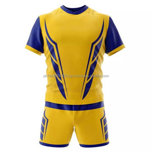 Ensembles de maillots et shorts de rugby personnalisés en polyester respirant à 100 %, avec logo, coupe oversize et évacuation de l'humidité, vente en gros - Product Image 4