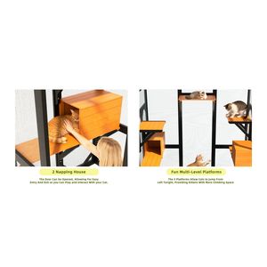 Grande Recinto per Gatti da Esterno con 5 Piattaforme e 2 Casette per Riposo, Struttura in Metallo Sicura, Facile Montaggio per Uso Interno o Esterno - Product Image 6