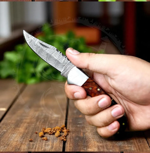 Cuchillo de Supervivencia Plegable Multiusos para Exteriores, Hoja de Acero de Damasco, Ideal para Caza y Actividades al Aire Libre - Product Image 3