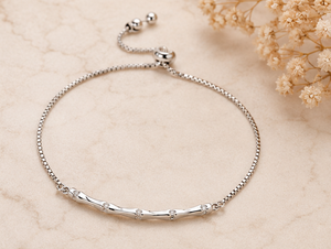 925 Sterling <b>Silver</b> Rhodium Plated CZ Curved Bar <b>Bracelet</b> <b>Adjustable</b> Box Chain Minimalist Diamond-Look <b>Bracelet</b> for Women Fine - Product Image 5