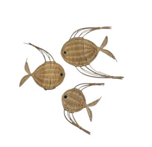 Decoración Colgante de Pared con Forma de Grupo de Peces para Habitación Infantil Estilo Nórdico, Material de Mimbre Sostenible, Decoración Oceánica - Product Image 4