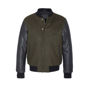 Chaqueta Varsity con Cuello Alto y Parches Geométricos Stonefield Manufacturing - 100% Lana, con Capucha, Impermeable, Ropa de Calle, Ropa de Invierno - Product Image 4