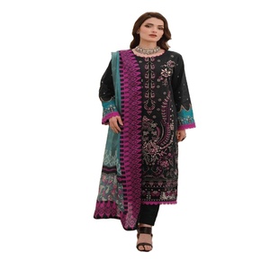 Vestido Anarkali de césped bordado para mujer, conjunto de 3 piezas para bodas y fiestas indias y pakistaníes, saris de ropa India pakistaní - Product Image 1