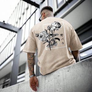 เสื้อยืดพิมพ์ลายฟอกสีสไตล์วินเทจสำหรับผู้ชาย ขายส่ง เสื้อโอเวอร์ไซส์ สตรีทแวร์ ฮิปฮอป ผ้าฝ้าย 100% รับทำโลโก้ เสื้อยืดฟอกสีแบบ Stone Wash รับผลิตแบบ OEM ODM - Product Image 5