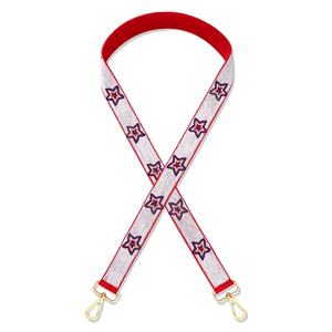 Sangles de sac en perles de rocaille en or blanc personnalisées Multi-Star 'Hook Em Horns' Accessoire à la mode Sangle de sac à main perlée - Product Image 1