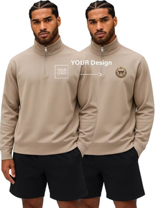 Customizable Men's Long-sleeved Winter Sports Sweatshirt Turn-down Collar 1/4 Zipper Design Knitted Fleece Quick Dry 100% Cotton - Product Image 5