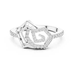 Ensemble de bagues en diamant de culture HEXA SPIRAL, or blanc massif 18 carats plaqué rhodium, taille brillant ronde, pour femme, mariage et fiançailles - Product Image 1