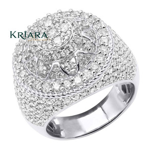 Bague de cocktail unisexe en argent 925 plaqué moissanite, forme couronne, sertissage pavé, bague de mariage de luxe - Product Image 3